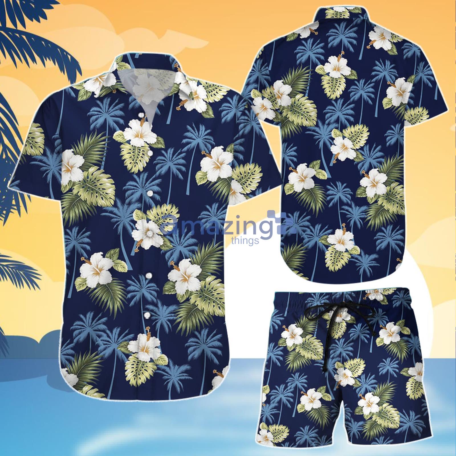 Flower With Leaves Combo Hawaiian Shirt And Shortss Product Photo 1