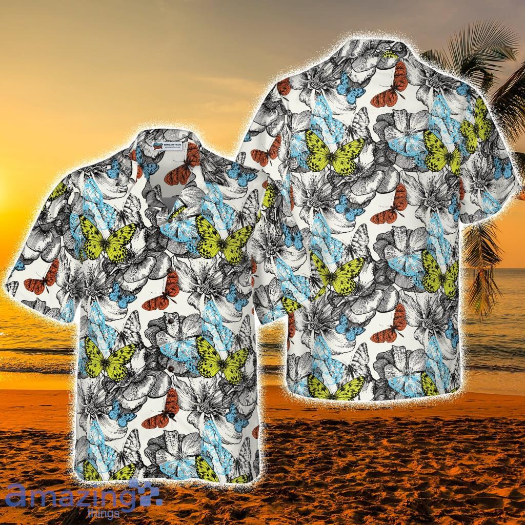Flying Butterflies Shirt For Men Tropical Hawaiian Shirt - Flying Butterflies Shirt For Men Tropical Hawaiian Shirt