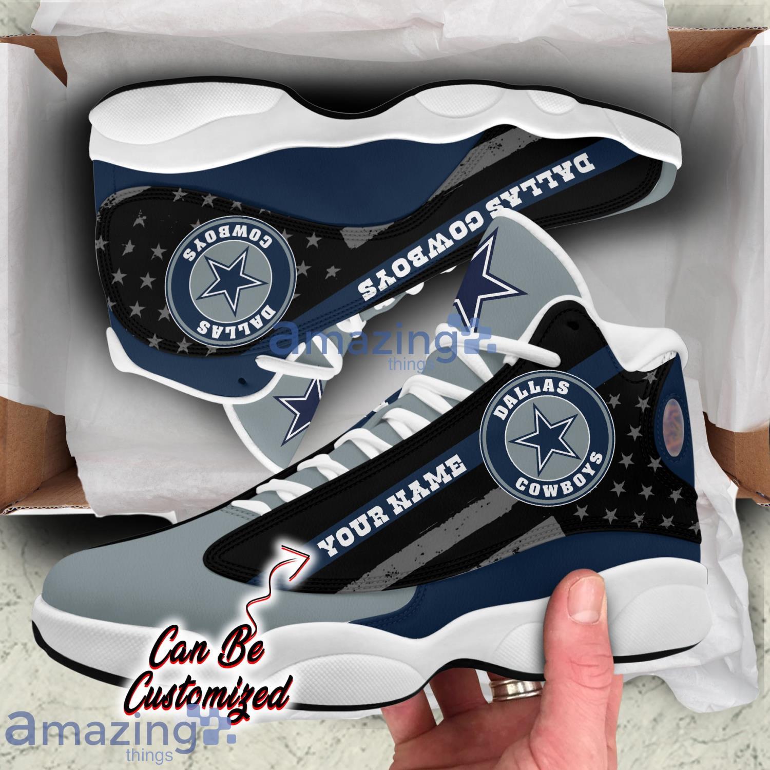 Dallas Cowboys Team Custom Name Air Jordan 13 Shoes For Fans