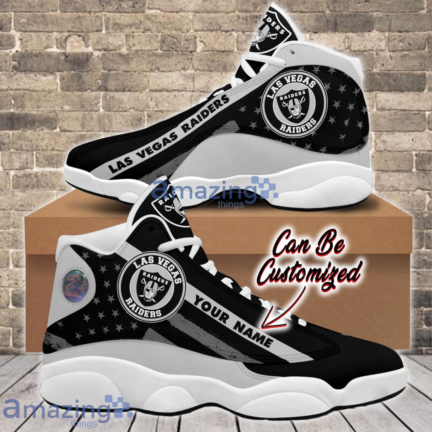 Las Vegas Raiders Team Custom Name Air Jordan 13 Shoes For Fans
