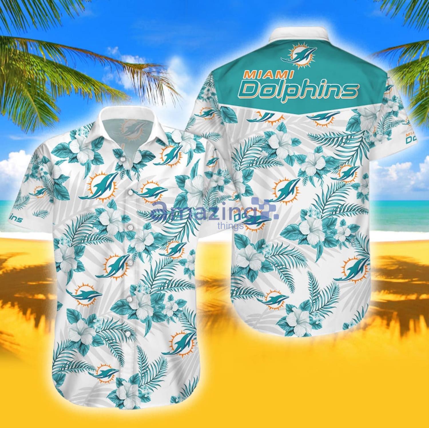 NFL Miami Dolphins Button Up Tropical Aloha 1 Hawaiian Shirt