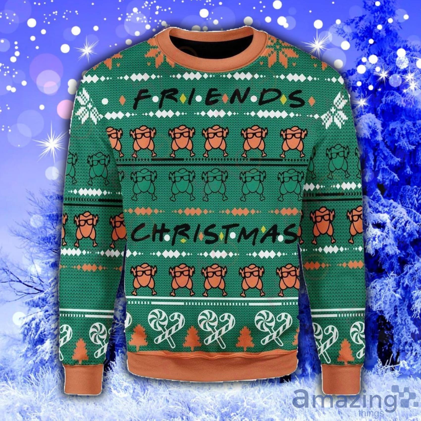 Friends Christmas Turkey Pattern Green Knitting Pattern Ugly Christmas Sweater Gift For Christmas Product Photo 1 Friends Christmas Turkey Pattern Green Knitting Pattern Ugly Christmas Sweater Gift For Christmas Product Photo 1