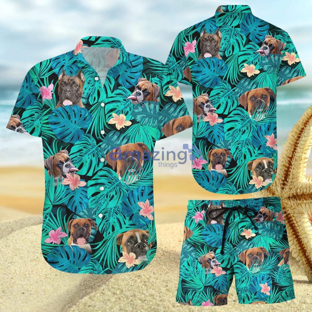 Funny Boxer Dog Cute Pattern Beach Tropical Gift Hawaiian Shirt And Short - Funny Boxer Dog Cute Pattern Beach Tropical Gift Hawaiian Shirt And Short