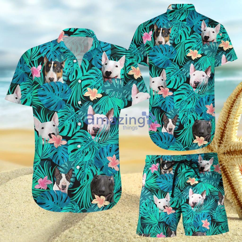 Funny Bull Terrier Cute Pattern Beach Tropical Gift Hawaiian Shirt And Short - Funny Bull Terrier Cute Pattern Beach Tropical Gift Hawaiian Shirt And Short