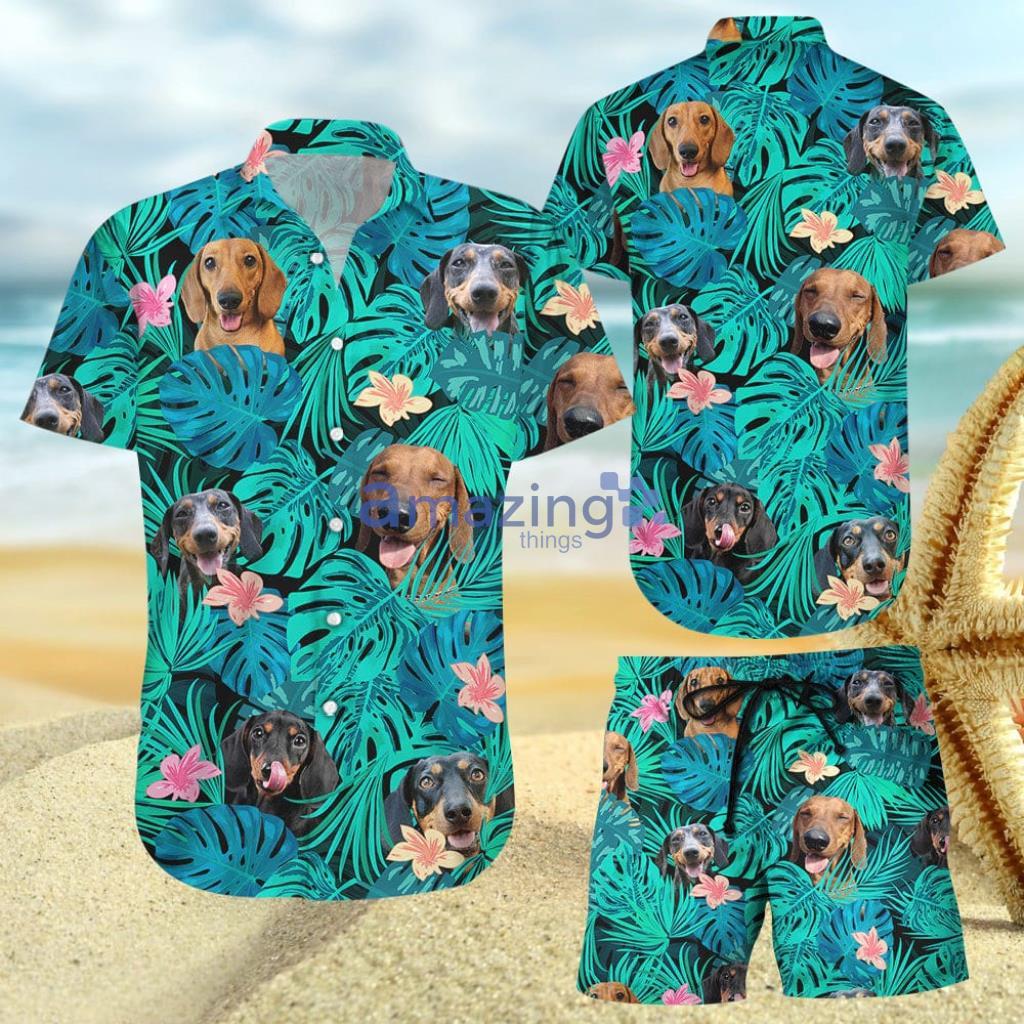 Funny Dachshund Cute Pattern Beach Tropical Gift Hawaiian Shirt And Short - Funny Dachshund Cute Pattern Beach Tropical Gift Hawaiian Shirt And Short
