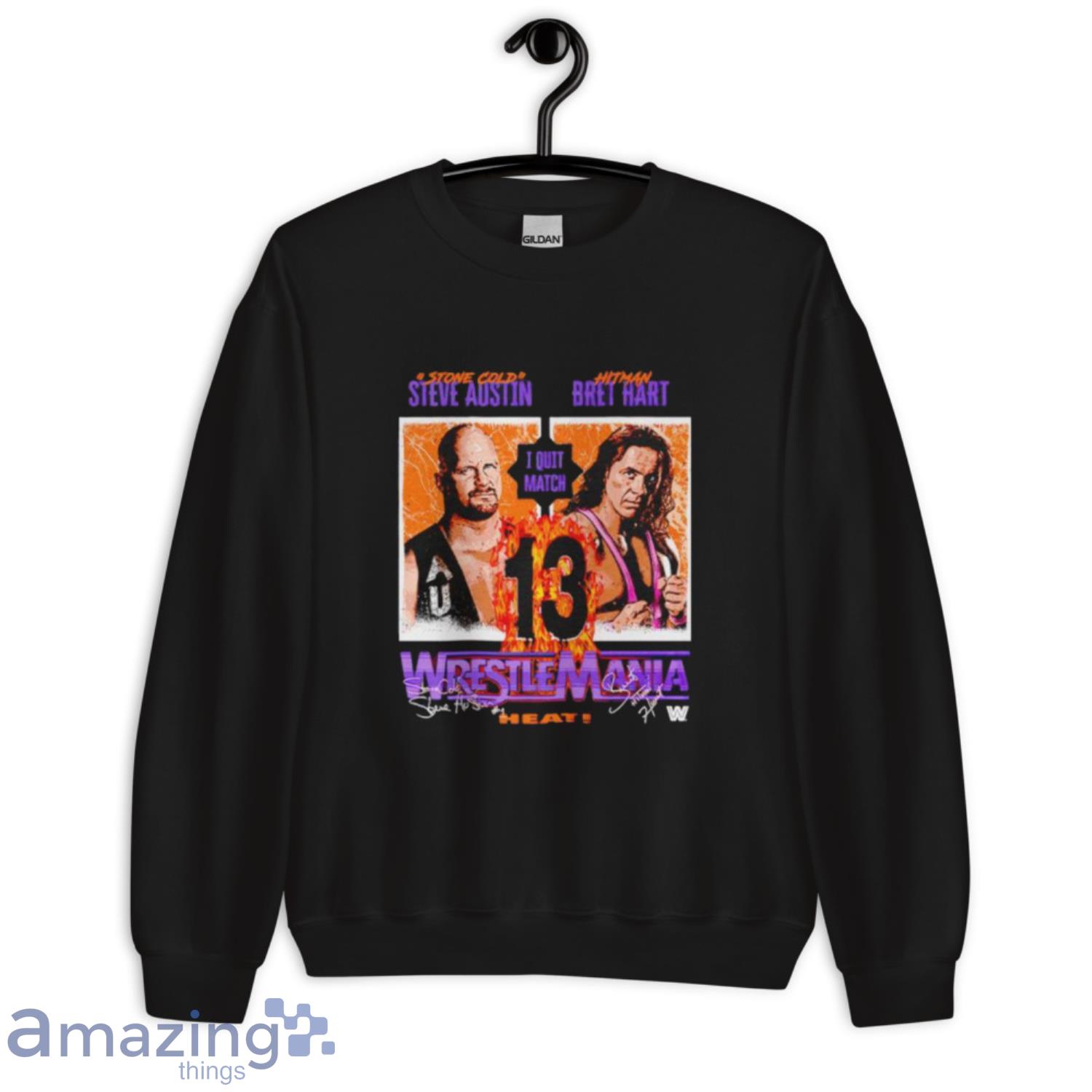 Funny wrestleMania 13 Bret The Hitman Hart vs Stone Cold Steve Austin shirt image Funny wrestleMania 13 Bret The Hitman Hart vs Stone Cold Steve Austin shirt - Unisex Crewneck Sweatshirt