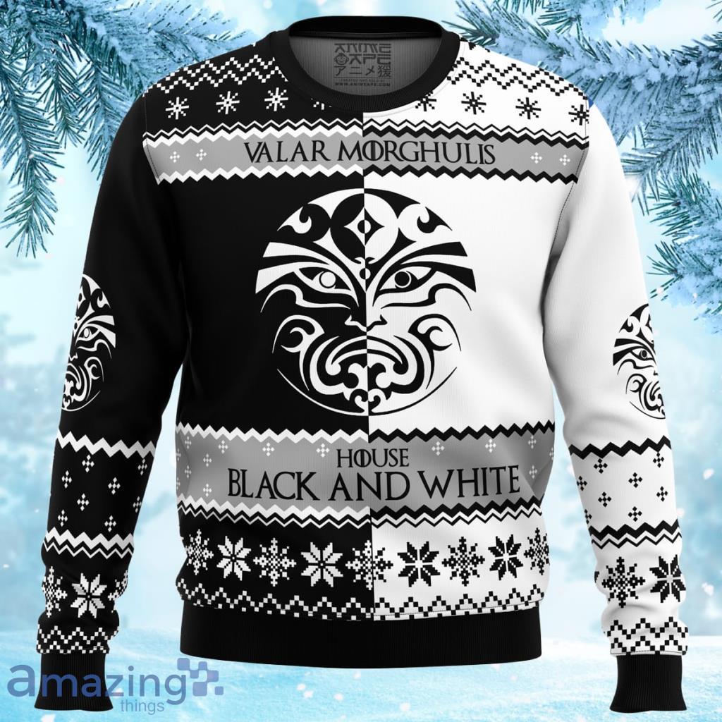 Game Of Thrones House Black And White Ugly Christmas Sweater 3D - Game of Thrones House Black and White Ugly Christmas Sweater