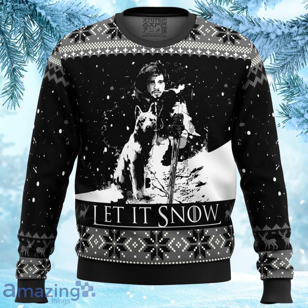 Game Of Thrones Let It Snow Black And White Ugly Christmas Sweater 3D - Game of Thrones Let It Snow Black and White Ugly Christmas Sweater