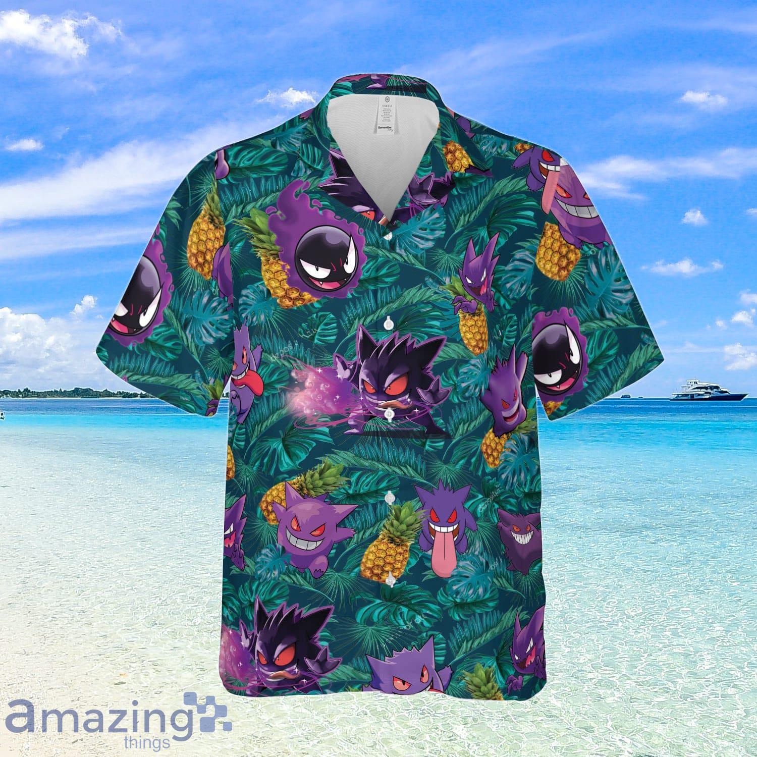 Gengar Ghost Pokemon Hawaiian Shirt Button Up Shirt Pokemon Hawaiian Shirt image Gengar Ghost Pokemon Hawaiian Shirt Button Up Shirt Pokemon Hawaiian Shirt Product Photo 2