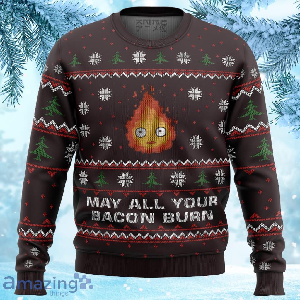 Ghibli May All Your Bacon Burn Ugly Christmas Sweater 3D - Ghibli May All Your Bacon Burn Ugly Christmas Sweater