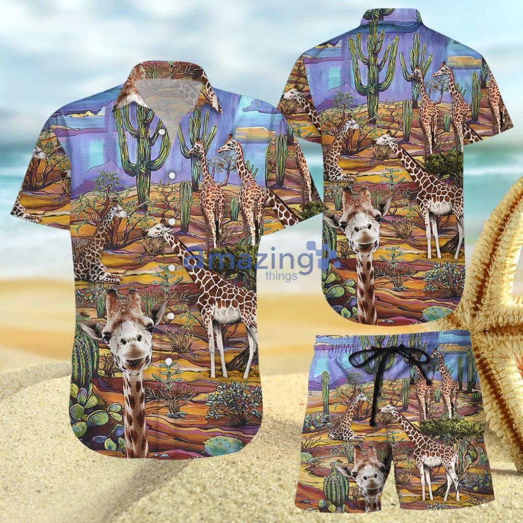 Giraffe - Giraffe Cactus Wildliffe Hawaiian Shirt And Short - Giraffe - Giraffe Cactus Wildliffe Hawaiian Shirt And Short