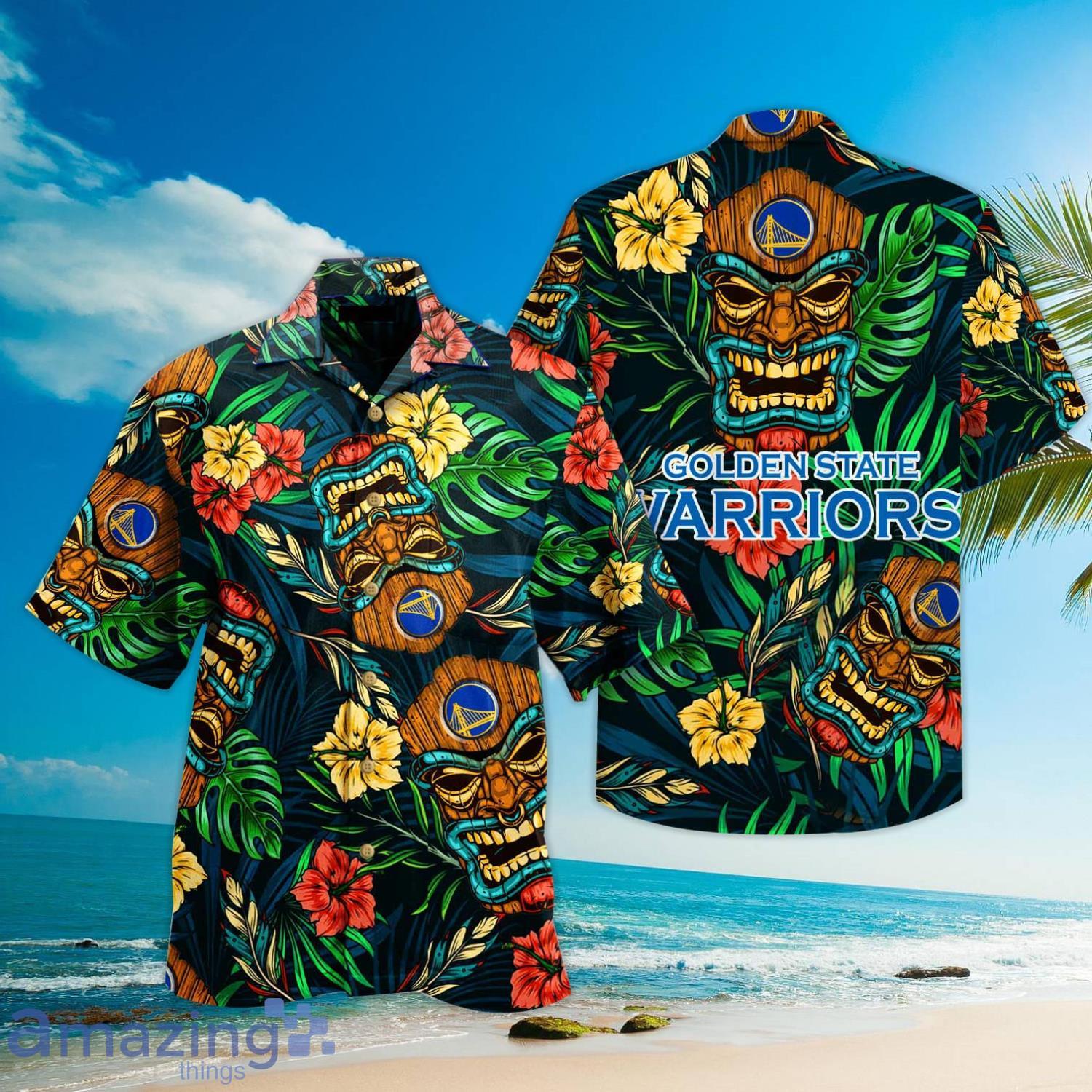 Golden State Warriors MLB Tiki Alooha Hawaiian Shirt And Short Product Photo 1