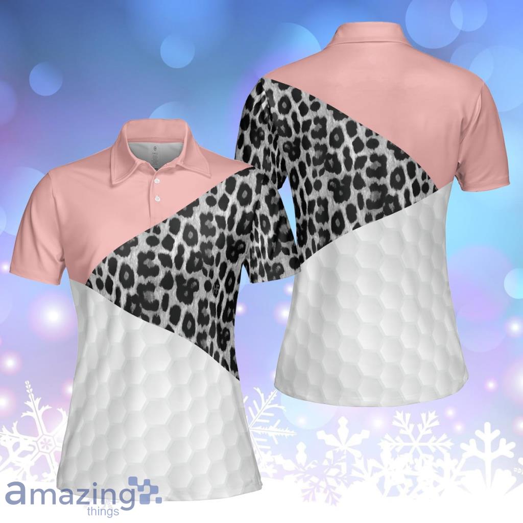 Golf Ball Texture With Leopard Pattern Golf Polo Shirt For Women - Golf Ball Texture With Leopard Pattern Golf Polo Shirt For Women
