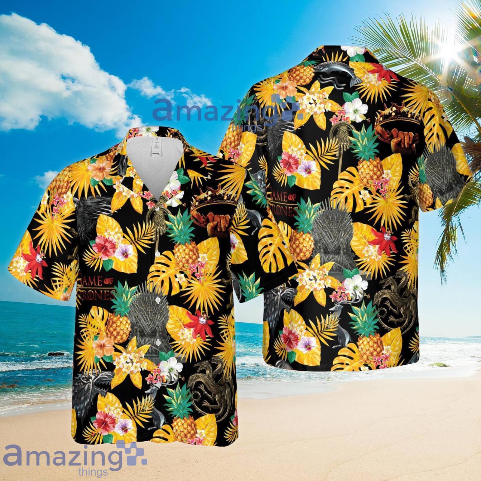 GOT11 Tropical Hawaii Style Pineapple Tropical Flower Summer Set Hawaiian Shirt And Shorts Product Photo 1