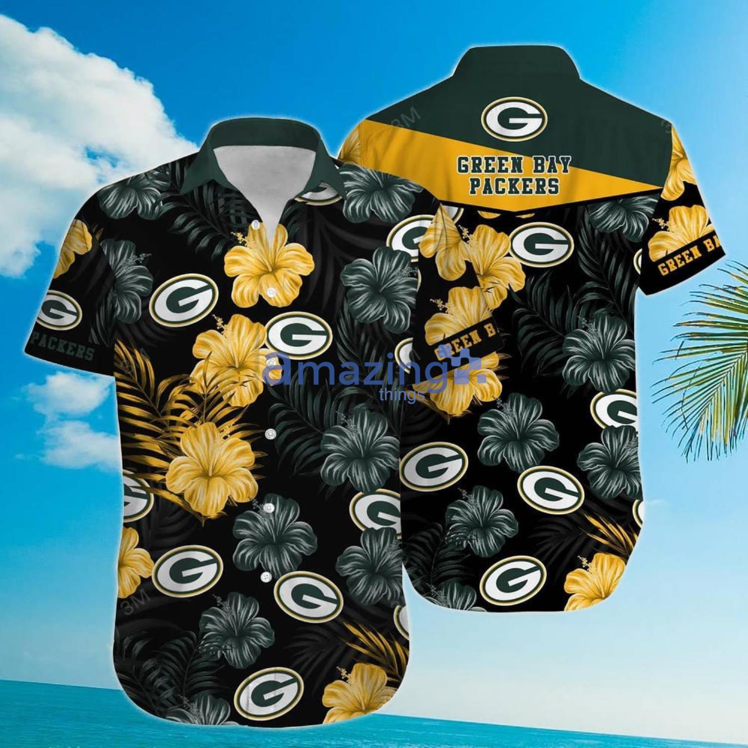 Green Bay Packers Hibiscus Button Up Shirt