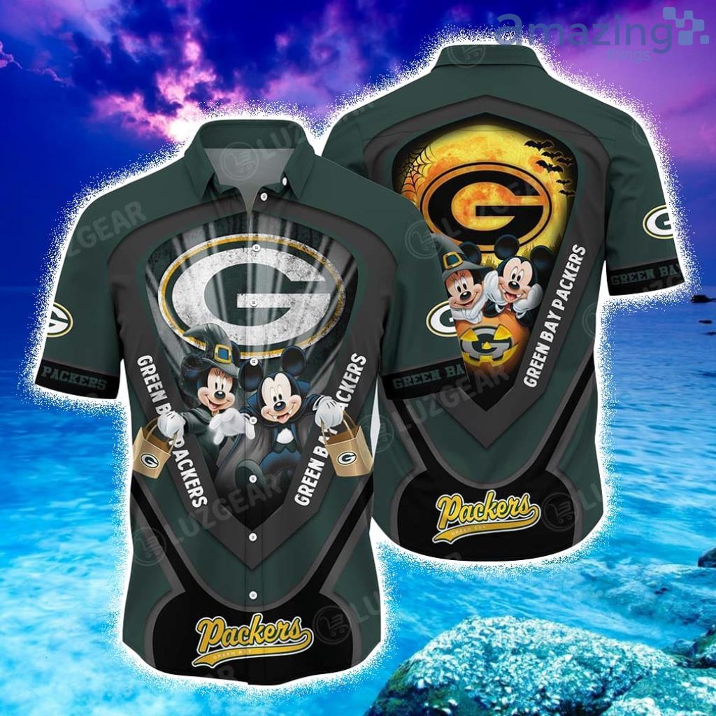 Green Bay Packers NFL Graphic Mickey Halloween Night Hawaiian Shirt - Green Bay Packers NFL Graphic Mickey Halloween Night Hawaiian Shirt