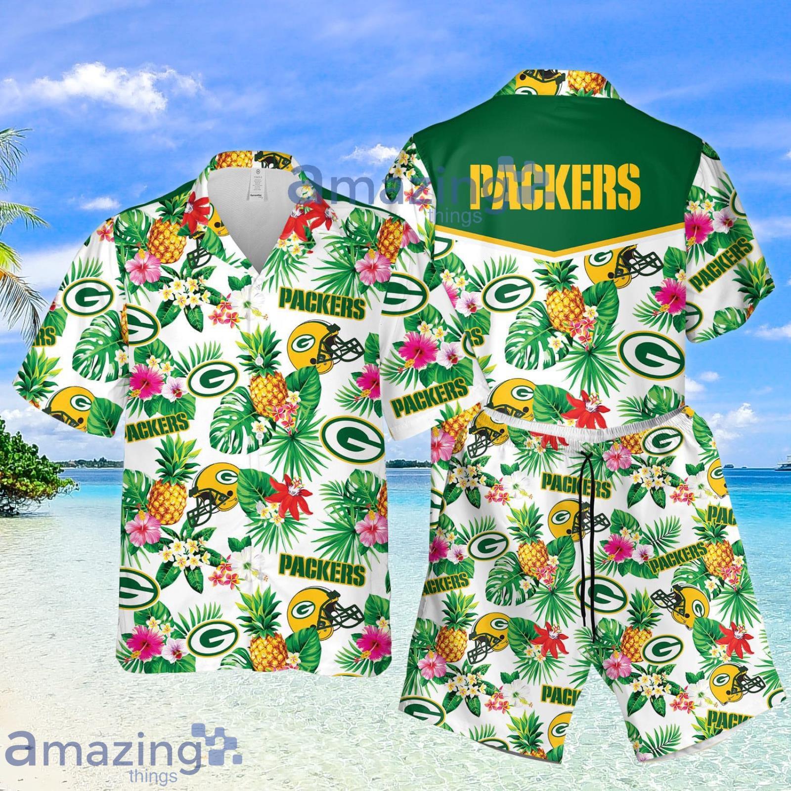 Green Packers Aloha Hawaii Style Pineapple Summer Set Hawaiian Shirt And Shorts Product Photo 1
