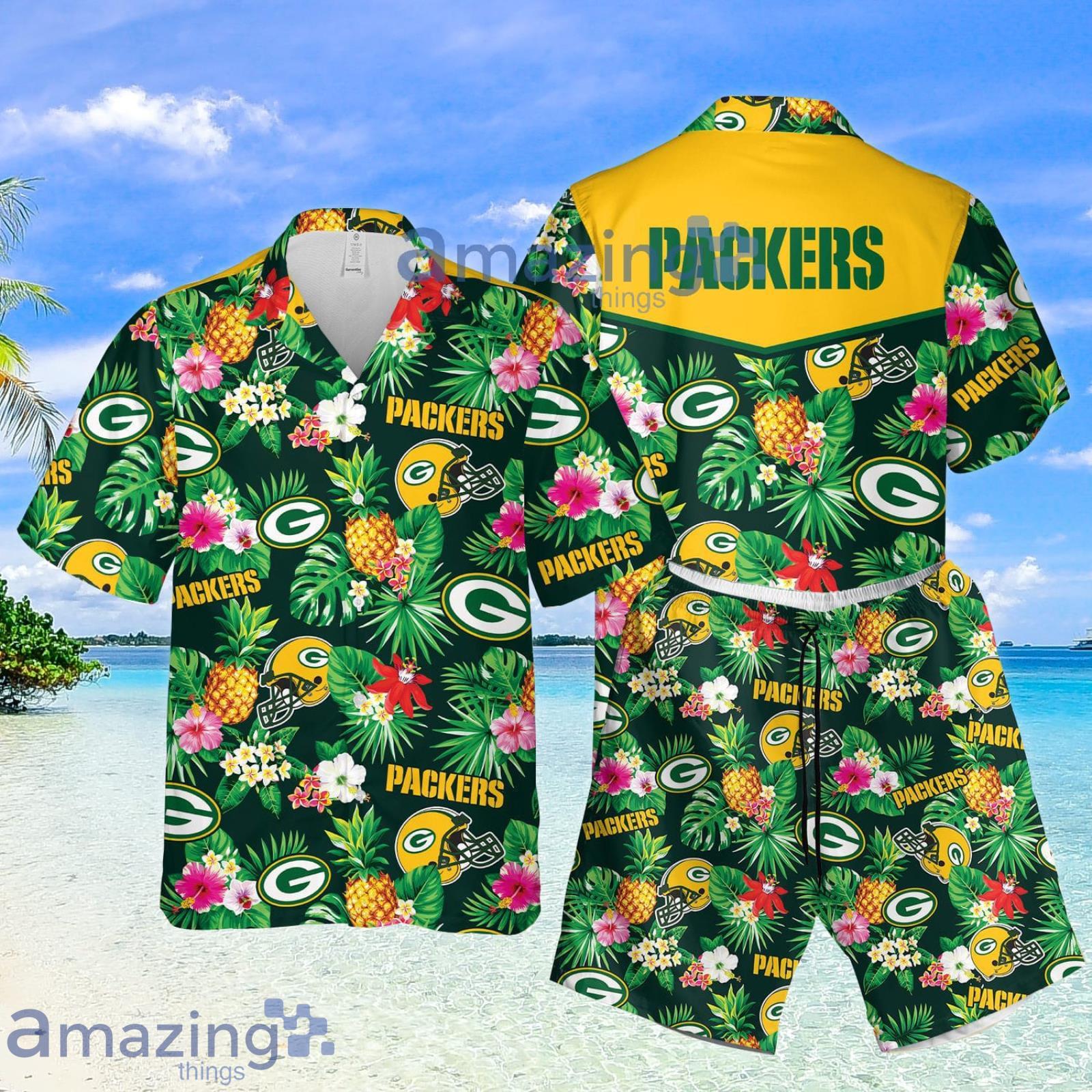 Green Packers Beach Pineapple Summer Set Hawaiian Shirt And Shorts Product Photo 1