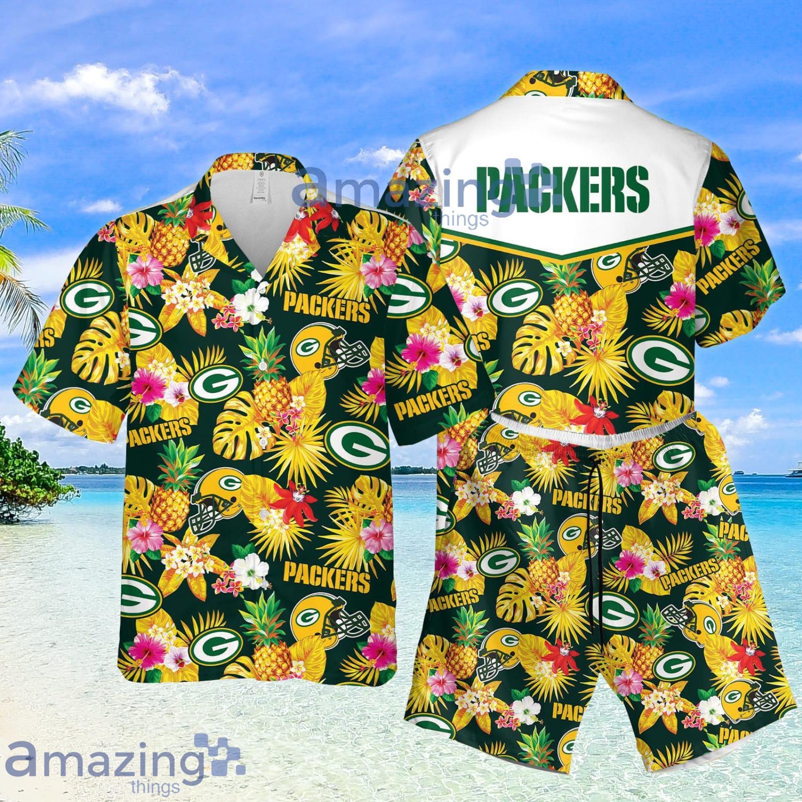 Green Packers Tropical Pineapple Summer Set Hawaiian Shirt And Shorts Product Photo 1