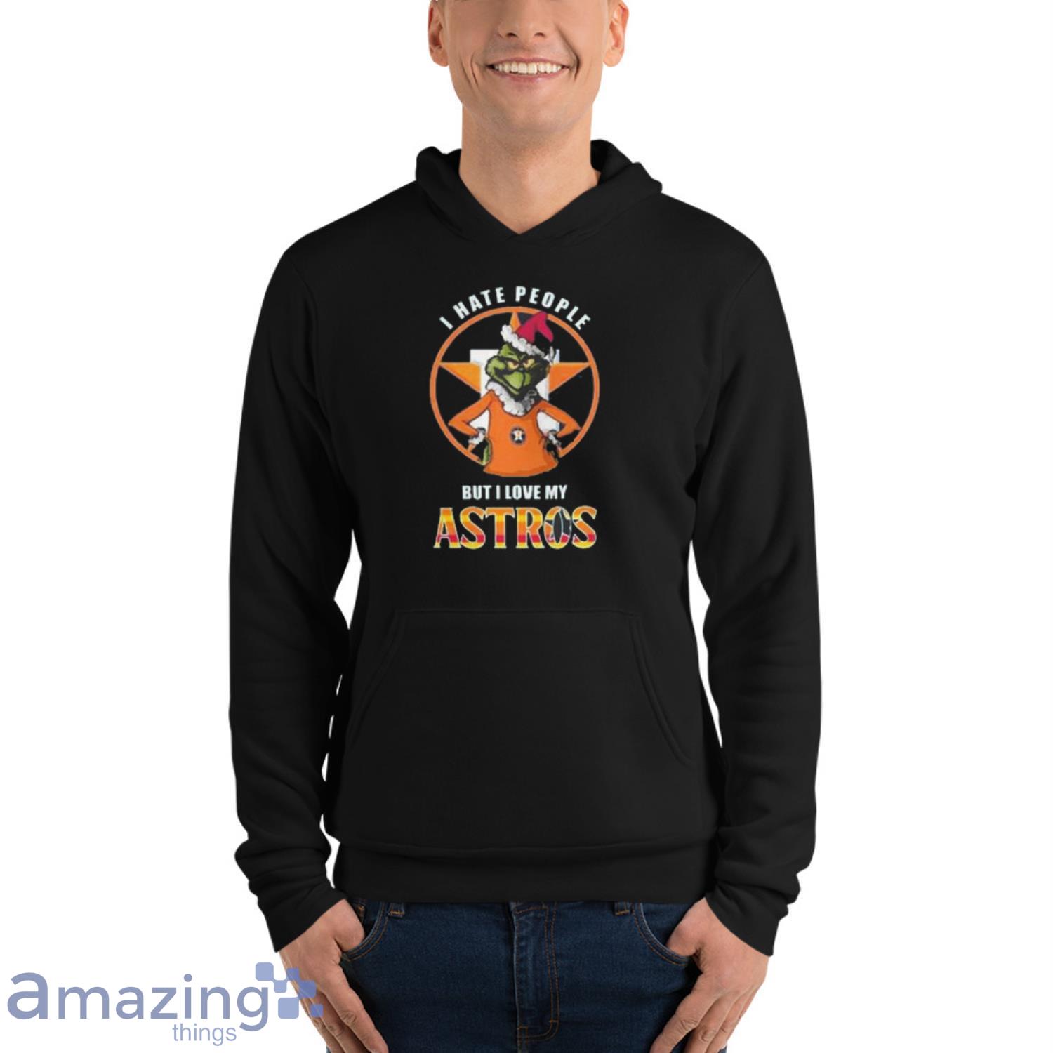 Grinch Christmas I Hate People But I Love My Houston Astros 2022 T-shirt - Unisex Fleece Pullover Hoodie