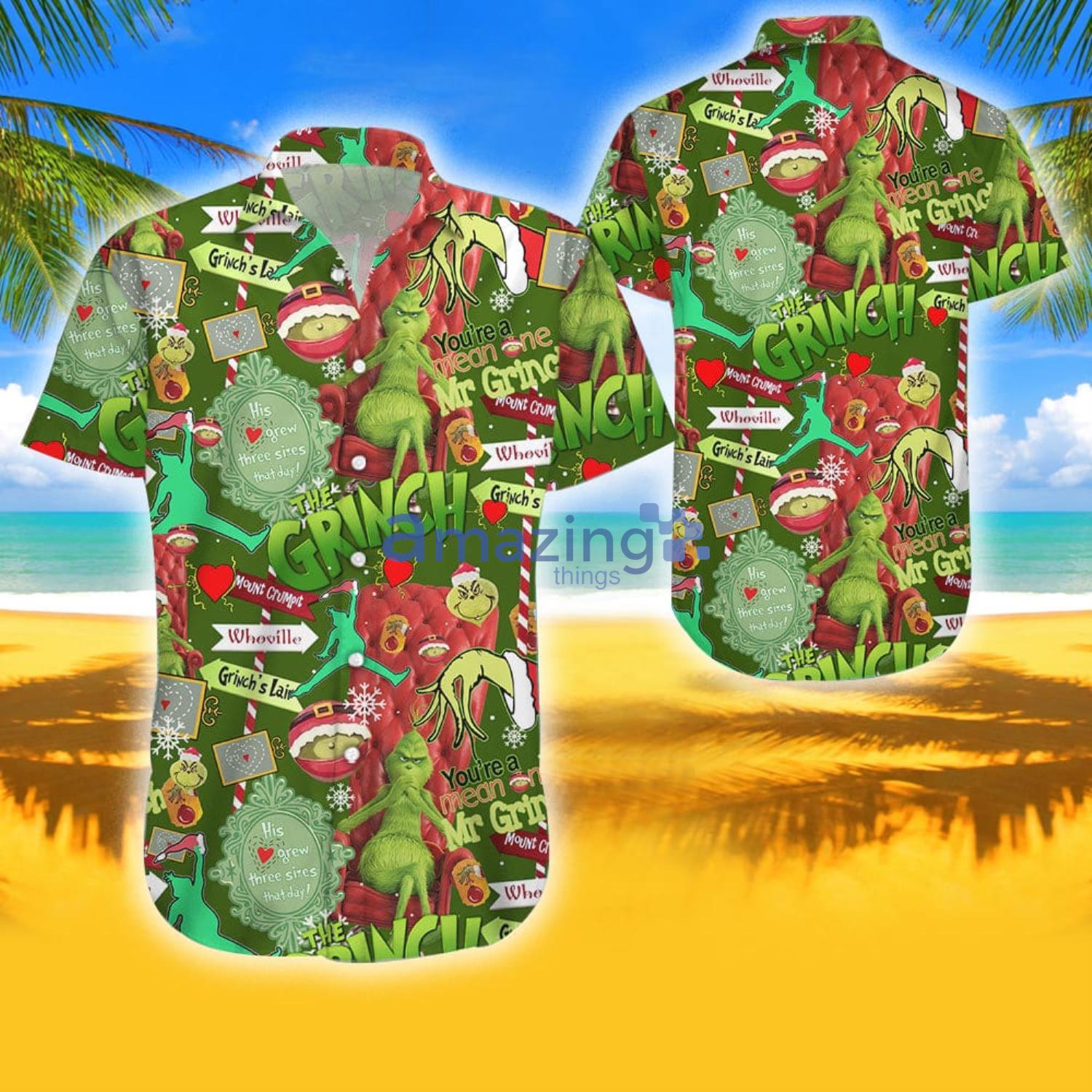 Grinch Mngt Vintage Tropical Aloha Combo Hawaiian Shirt And Shorts Gift For Christmas Product Photo 1