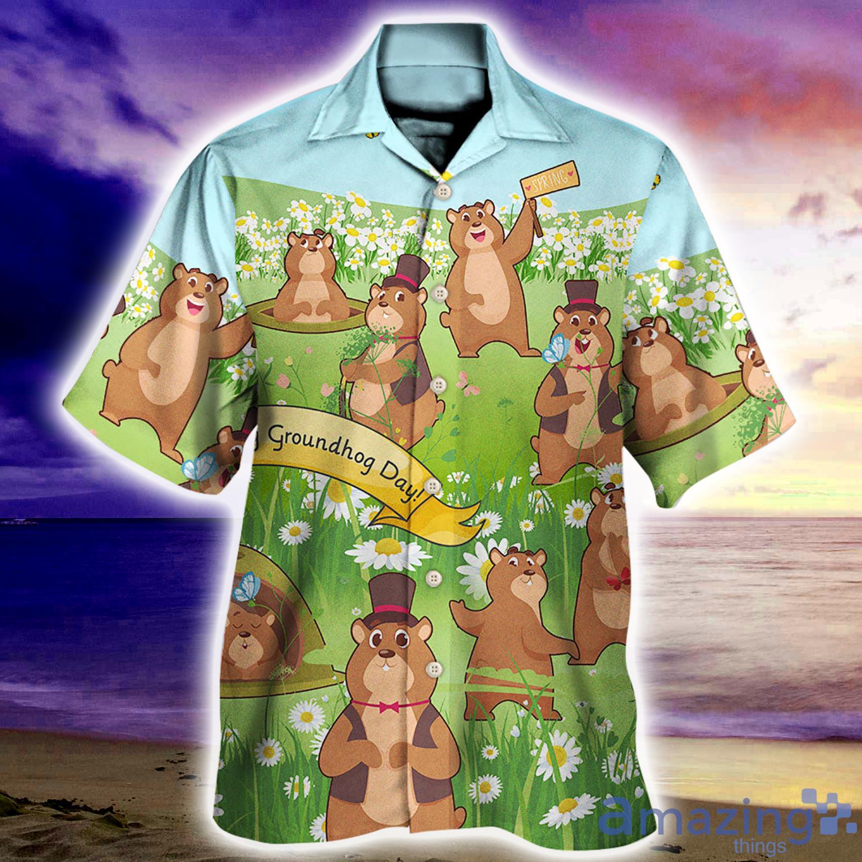 Groundhog Day Grass Flowers Happy Life All Over Print Hawaiian Shirt Product Photo 1 Groundhog Day Grass Flowers Happy Life All Over Print Hawaiian Shirt Product Photo 1
