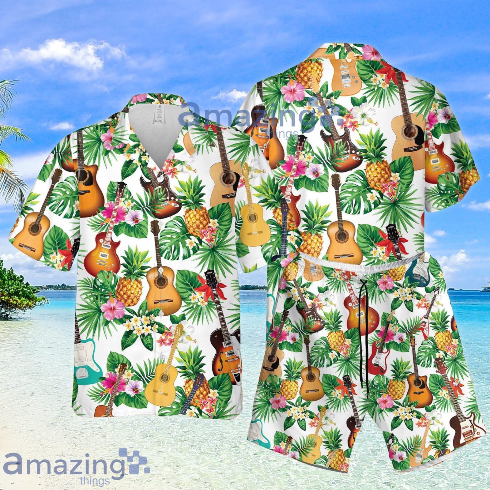 Guitar Lovers Hawaii Style Pineapple Summer Set Hawaiian Shirt And Shorts Product Photo 1