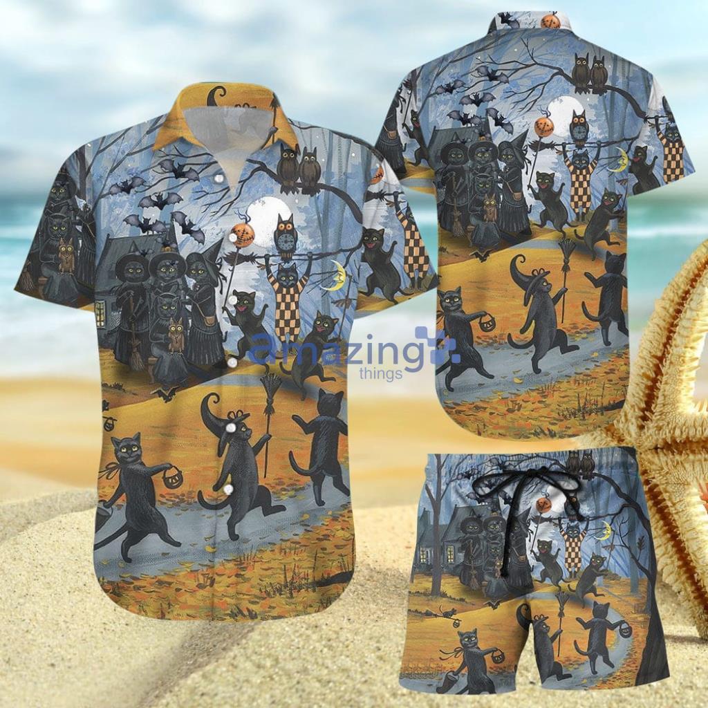 Halloween Cat Witch Trick Or Treat Halloween Hawaiian Shirt And Short Hawaiian Shirt And Short - Halloween Cat Witch Trick Or Treat Halloween Hawaiian Shirt And Short Hawaiian Shirt And Short