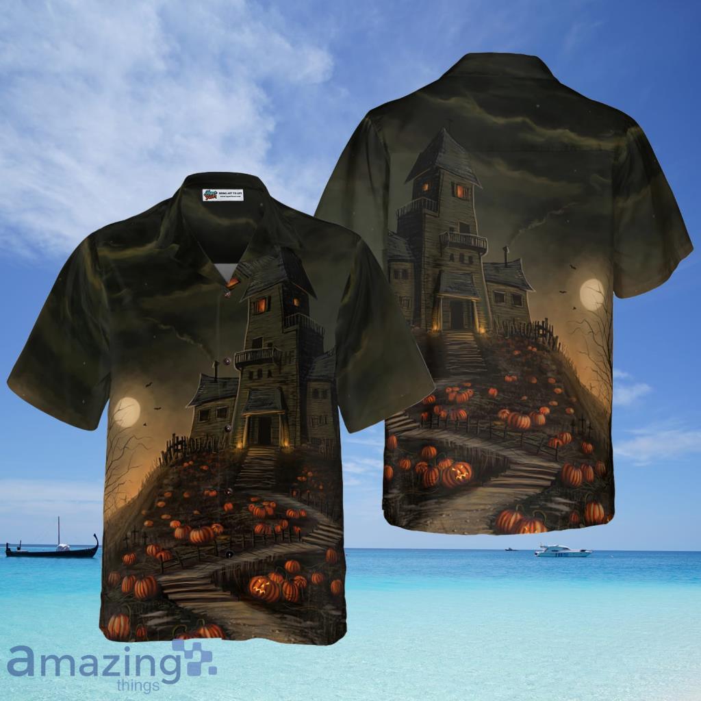 Halloween Haunted House On The Hill With Pumpkin Hawaiian Shirt - Halloween Haunted House On The Hill With Pumpkin Hawaiian Shirt Halloween Haunted House On The Hill With Pumpkin Hawaiian Shirt - Halloween Haunted House On The Hill With Pumpkin Hawaiian Shirt