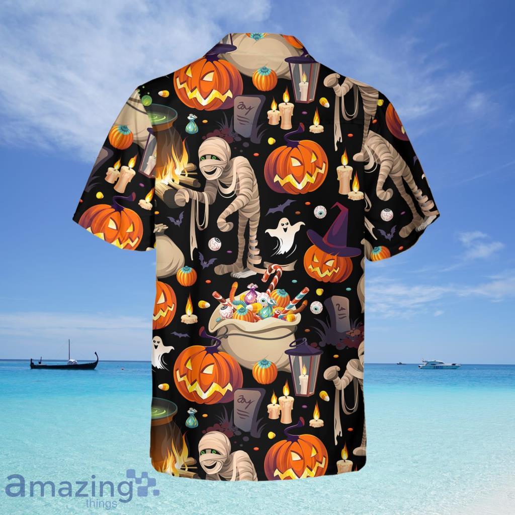 Halloween Mummy And Bags Of Sweets Hawaiian Shirt - Halloween Mummy And Bags Of Sweets Hawaiian Shirt