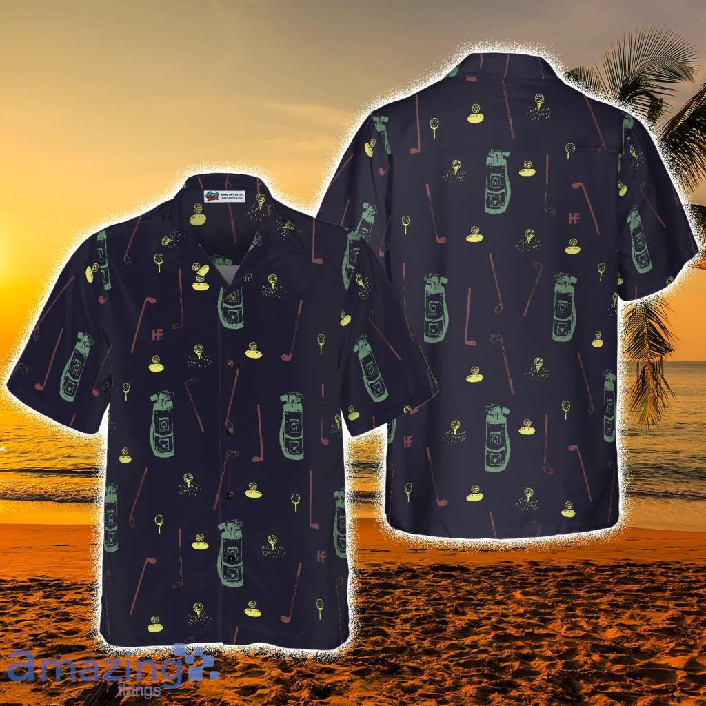 Hand Drawn Golf Seamless Pattern Tropical Hawaiian Shirt - Hand Drawn Golf Seamless Pattern Tropical Hawaiian Shirt