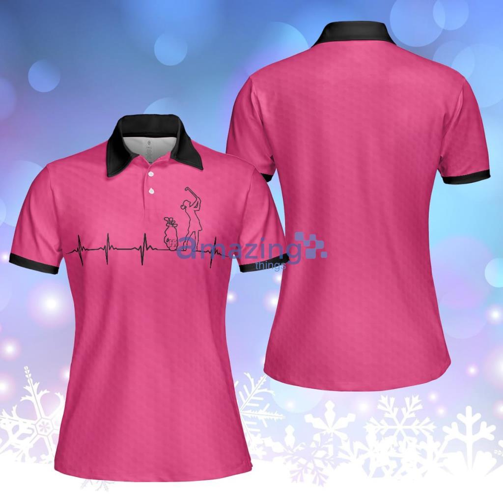 Heartbeat Golf Lady Pink Golf Polo Shirt For Women Best Golf Gift For Women - Heartbeat Golf Lady Pink Golf Polo Shirt For Women Best Golf Gift For Women