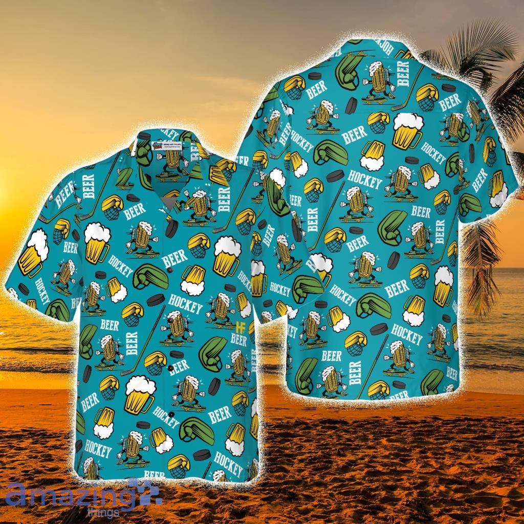 Hockey And Beer Tropical Hawaiian Shirt - Hockey And Beer Tropical Hawaiian Shirt