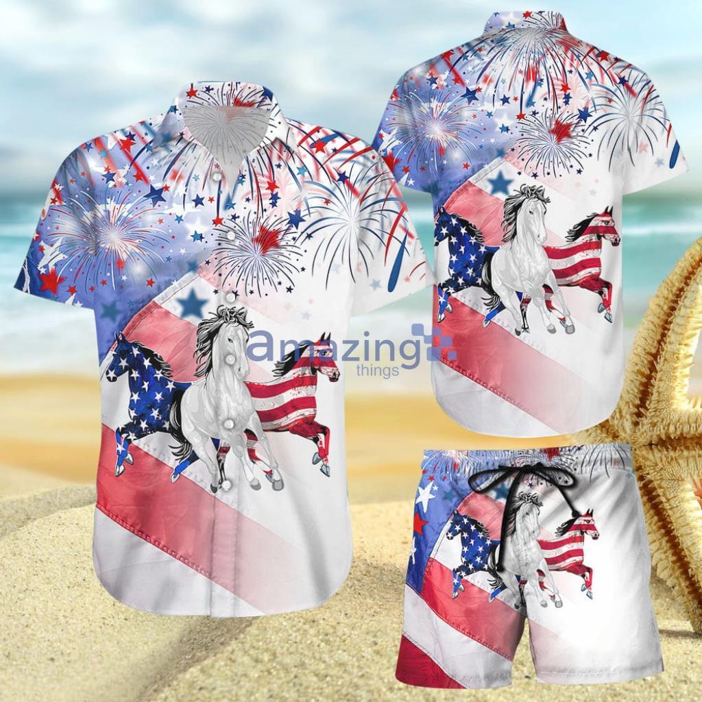 Horse Hawaiian Shirt - Horse With Firework 4th Of July Hawaiian Shirt And Short - Patriotic Gifts For Christmas - 270423-173631