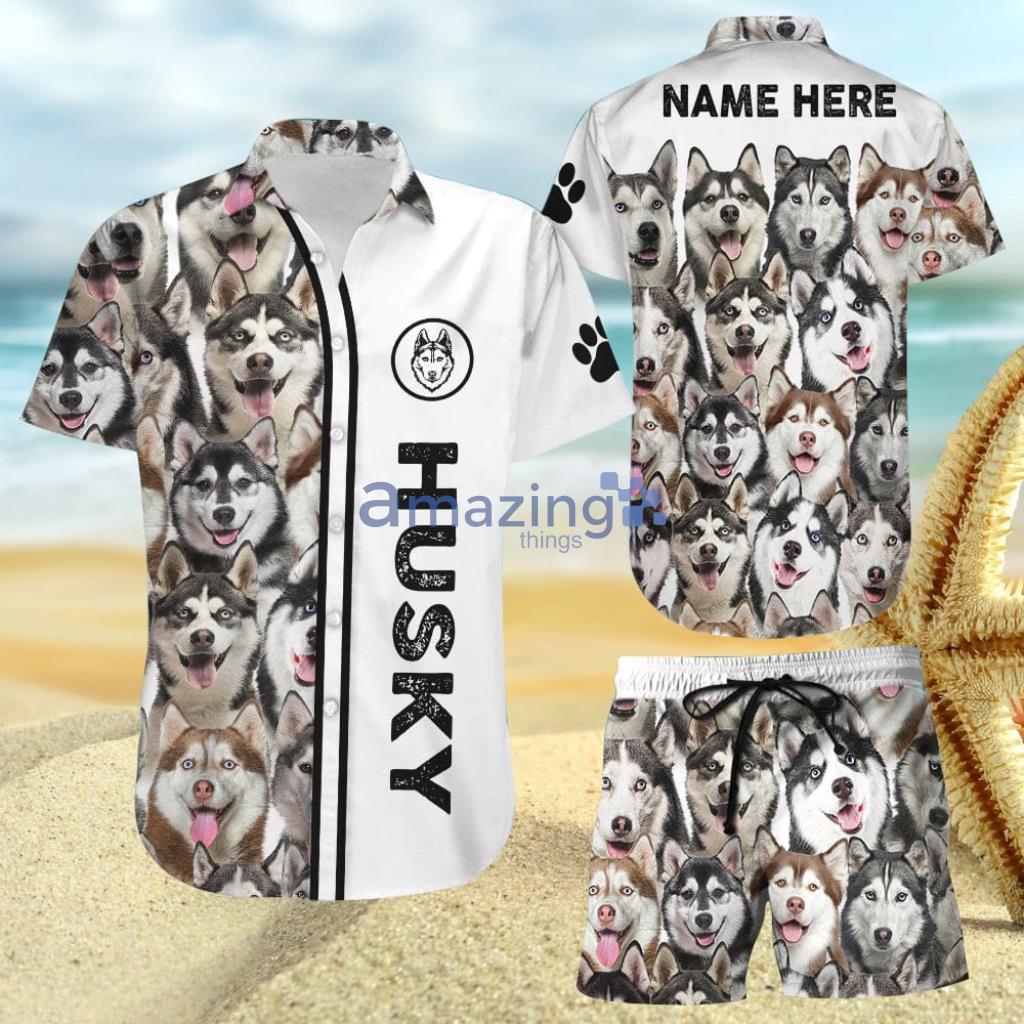 Husky Hawaiian Shirt - Personalize Full Of Husky Faces Hawaiian Shirt And Short - Husky Hawaiian Shirt - Personalize Full Of Husky Faces Hawaiian Shirt And Short