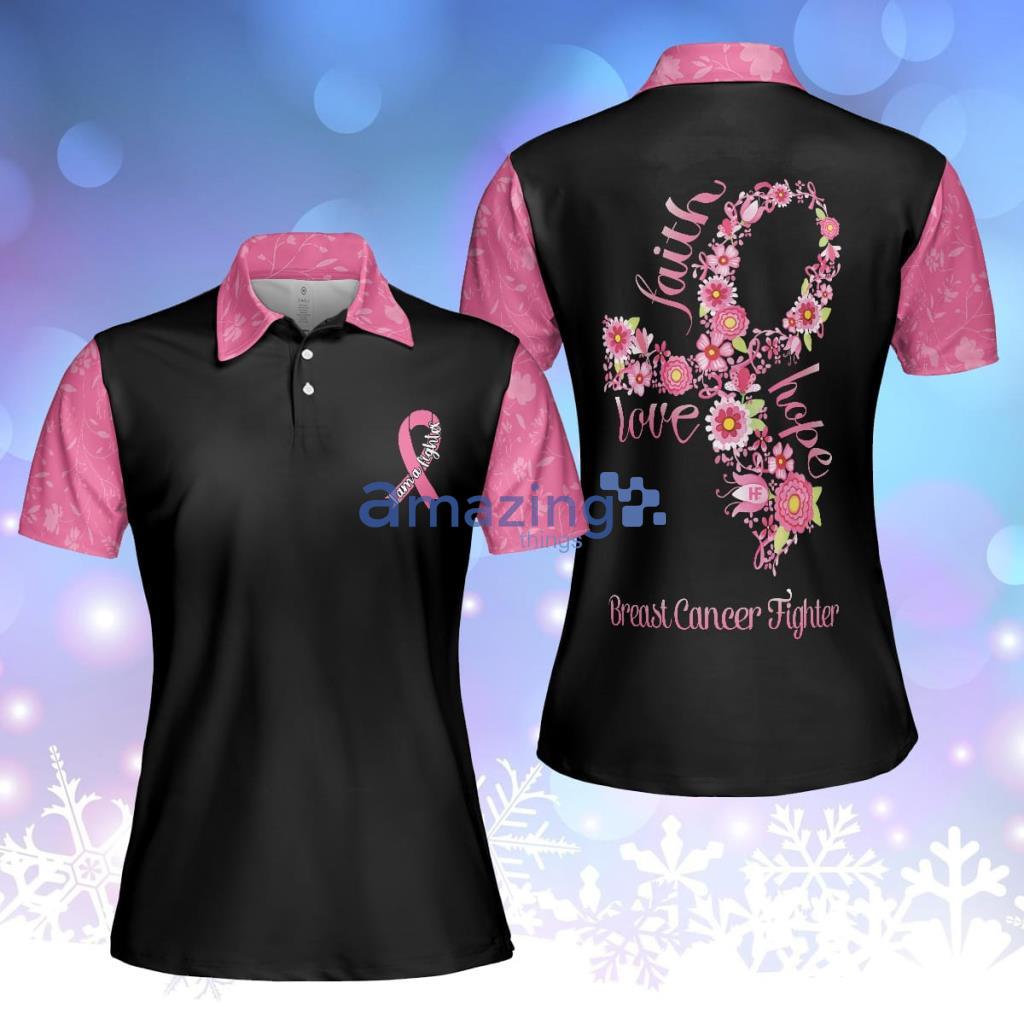 I Am A Breast Cancer Fighter Pink Flowers Awareness Ribbon Women Polo Shirt - I Am A Breast Cancer Fighter Pink Flowers Awareness Ribbon Women Polo Shirt