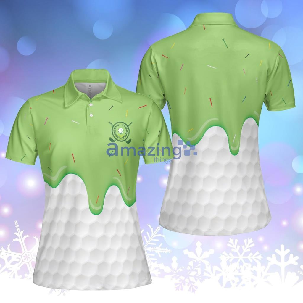 Ice Cream Melting On Golf Ball Cone Golf Short Sleeve Women Polo Shirt - Ice Cream Melting On Golf Ball Cone Golf Short Sleeve Women Polo Shirt