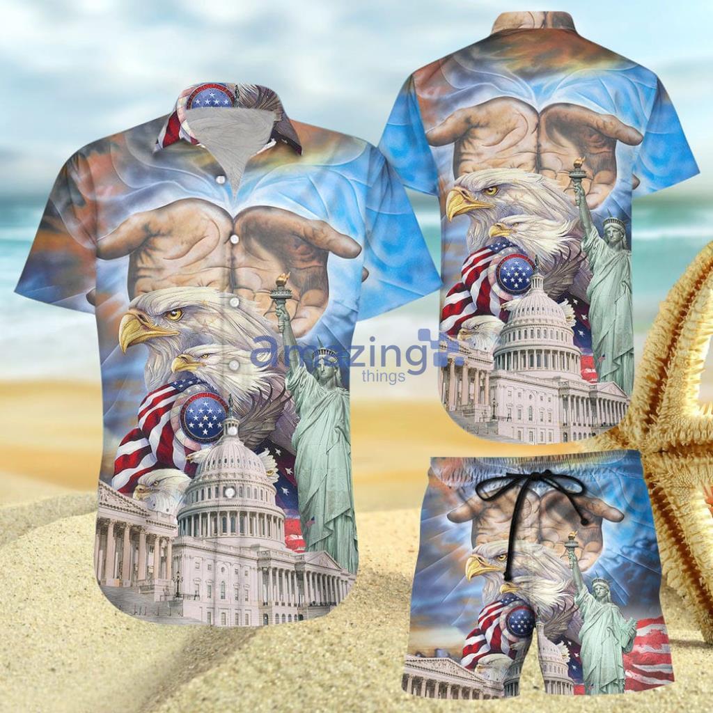 Independence Day Shirt - Hand With American Flag Eagle Hawaiian Shirt And Short - Independence Day Shirt - Hand With American Flag Eagle Hawaiian Shirt And Short