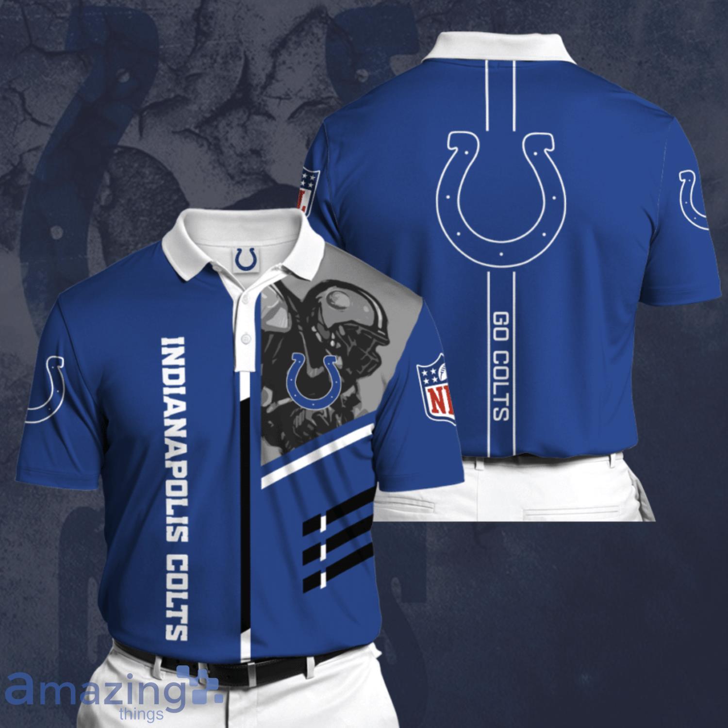 Indianapolis Colts Football Team Blue 3D Polo Shirt For Fans Product Photo 1