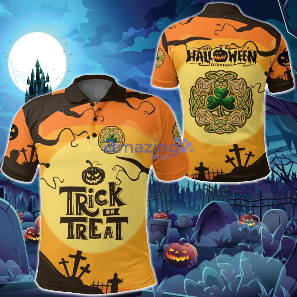 Ireland Irish Shamrock Halloween Trick or Treat Polo Shirt - Ireland Irish Shamrock Halloween Trick or Treat Polo Shirt