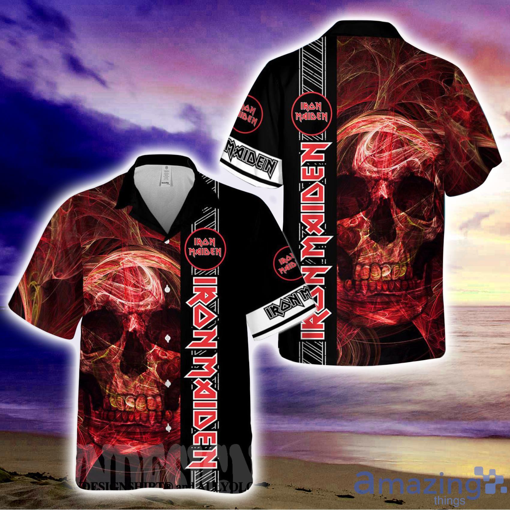 Iron Maiden Smoky Red Skull Horror AOP Hawaiian Shirt For Men And Women Product Photo 1