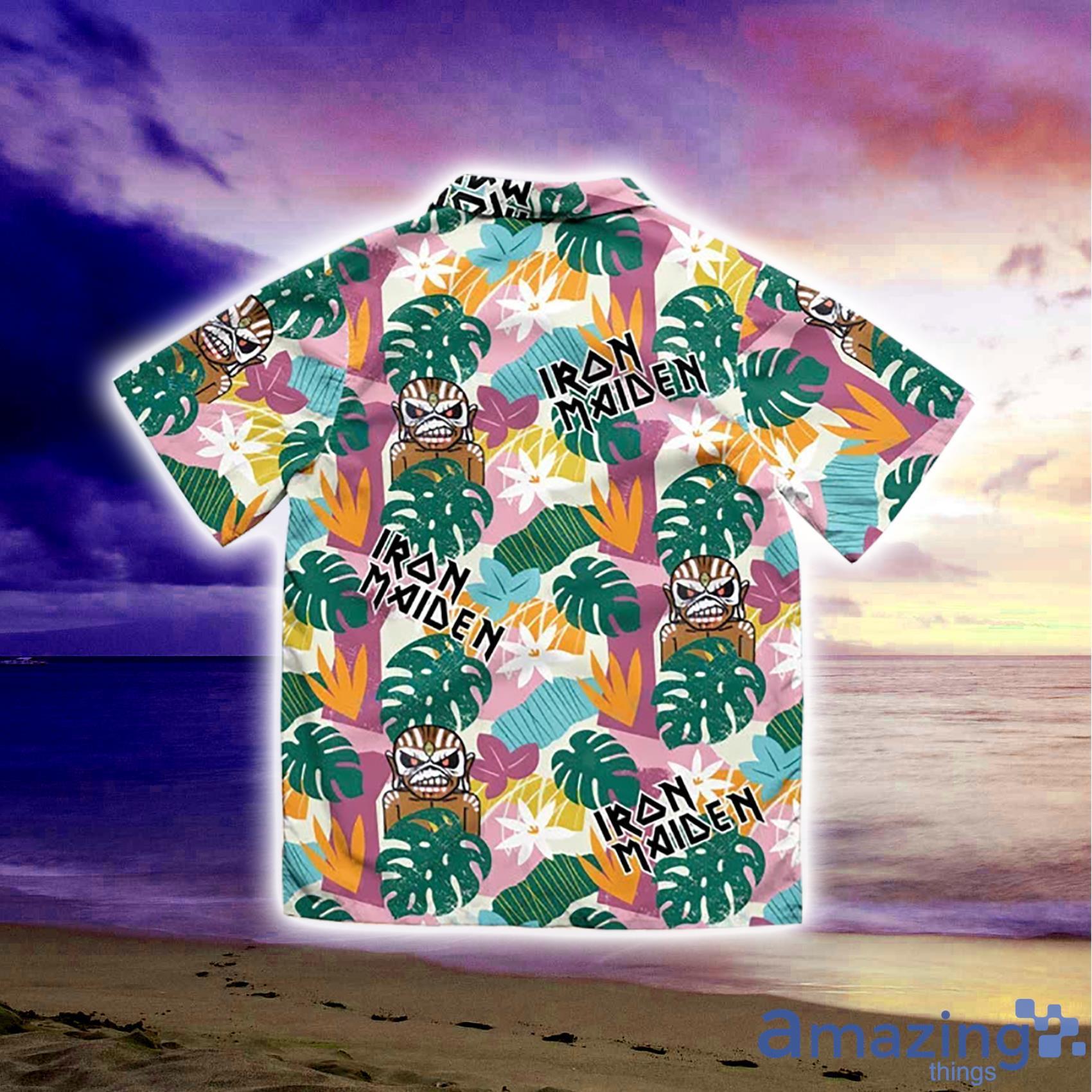 Iron Maiden Tropical Flowers Anf Leaves Watercolor Hawaiian Shirt And Short image Iron Maiden Tropical Flowers Anf Leaves Watercolor Hawaiian Shirt And Short Product Photo 2