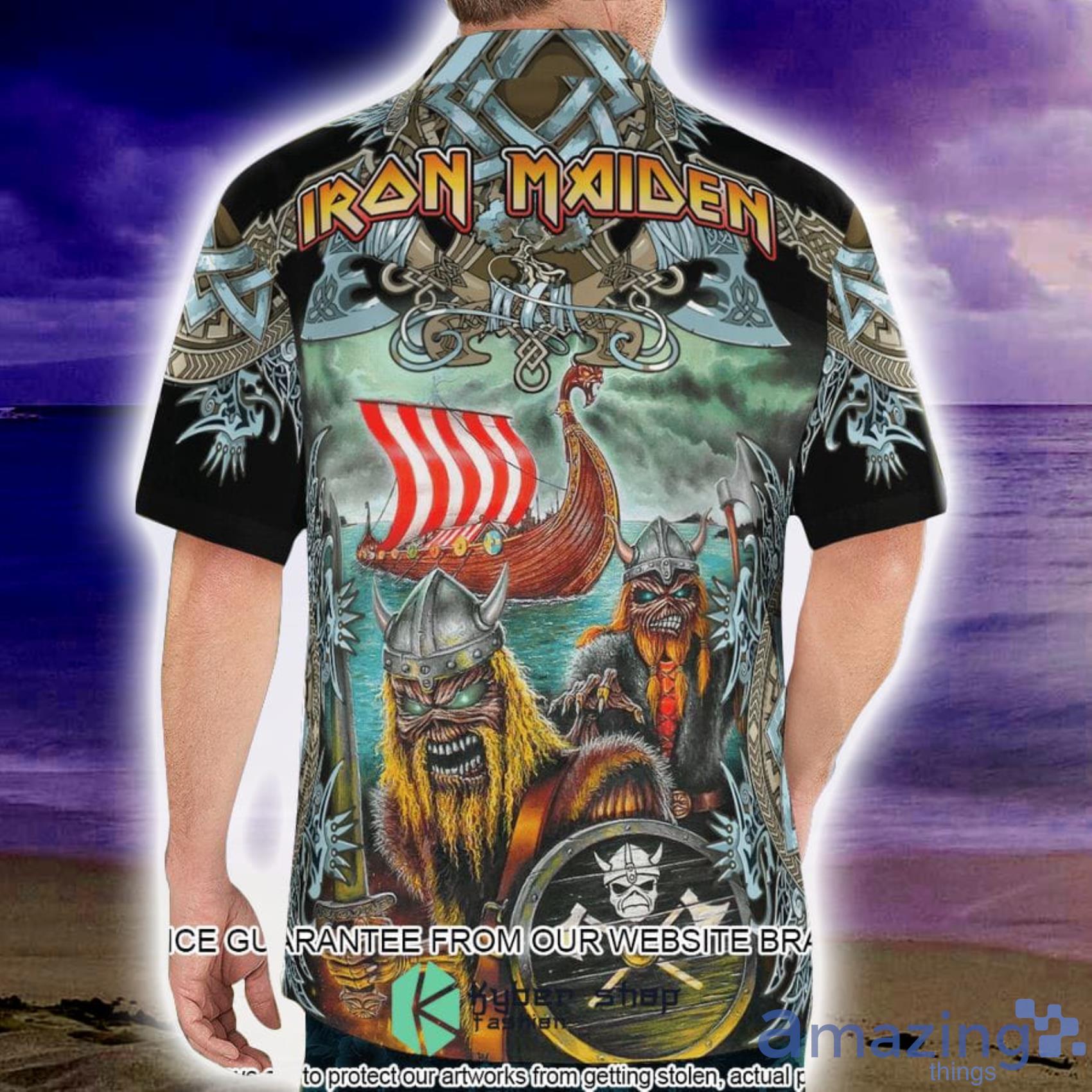 Iron Maiden Vikings All Over Print Hawaiian Shirt And Beach Short image Iron Maiden Vikings All Over Print Hawaiian Shirt And Beach Short Product Photo 2
