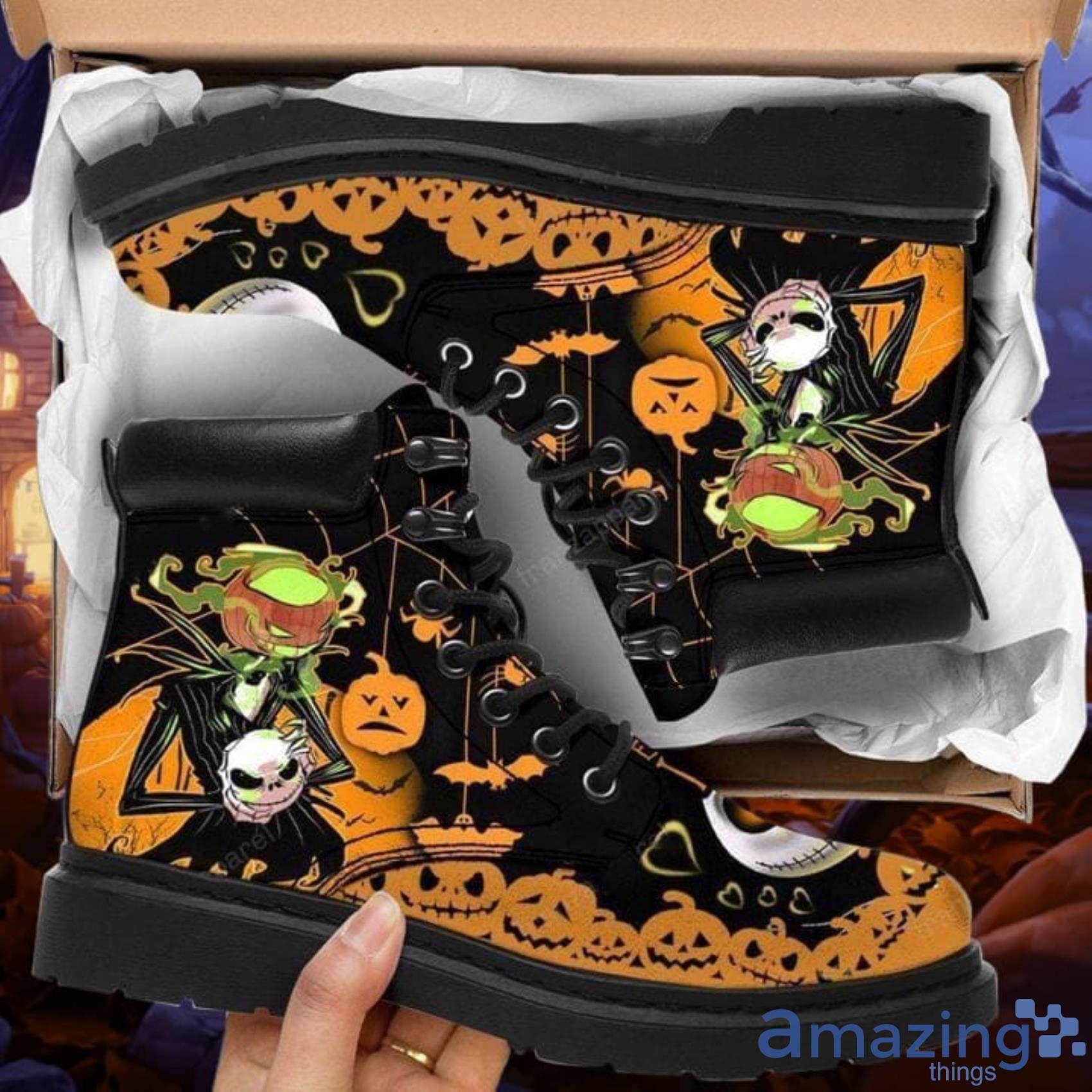 Jack Skellington Halloween Leather Boots Tim Boots 11 Birthday Gift For Men And Women Product Photo 1 Jack Skellington Halloween Leather Boots Tim Boots 11 Birthday Gift For Men And Women Product Photo 1