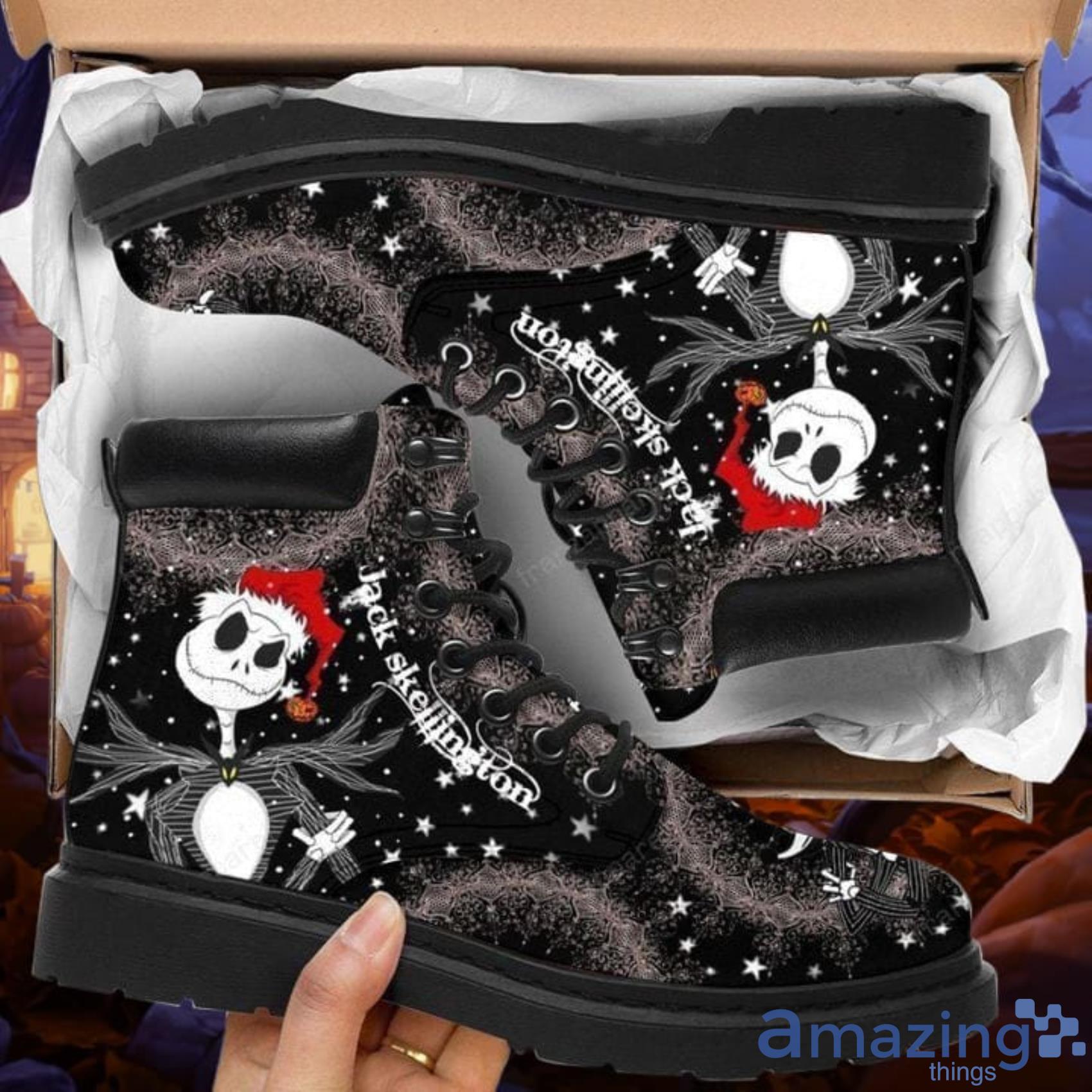 Jack Skellington Xmas Leather Boots Tim Boots Birthday Gift For Men And Women Product Photo 1 Jack Skellington Xmas Leather Boots Tim Boots Birthday Gift For Men And Women Product Photo 1