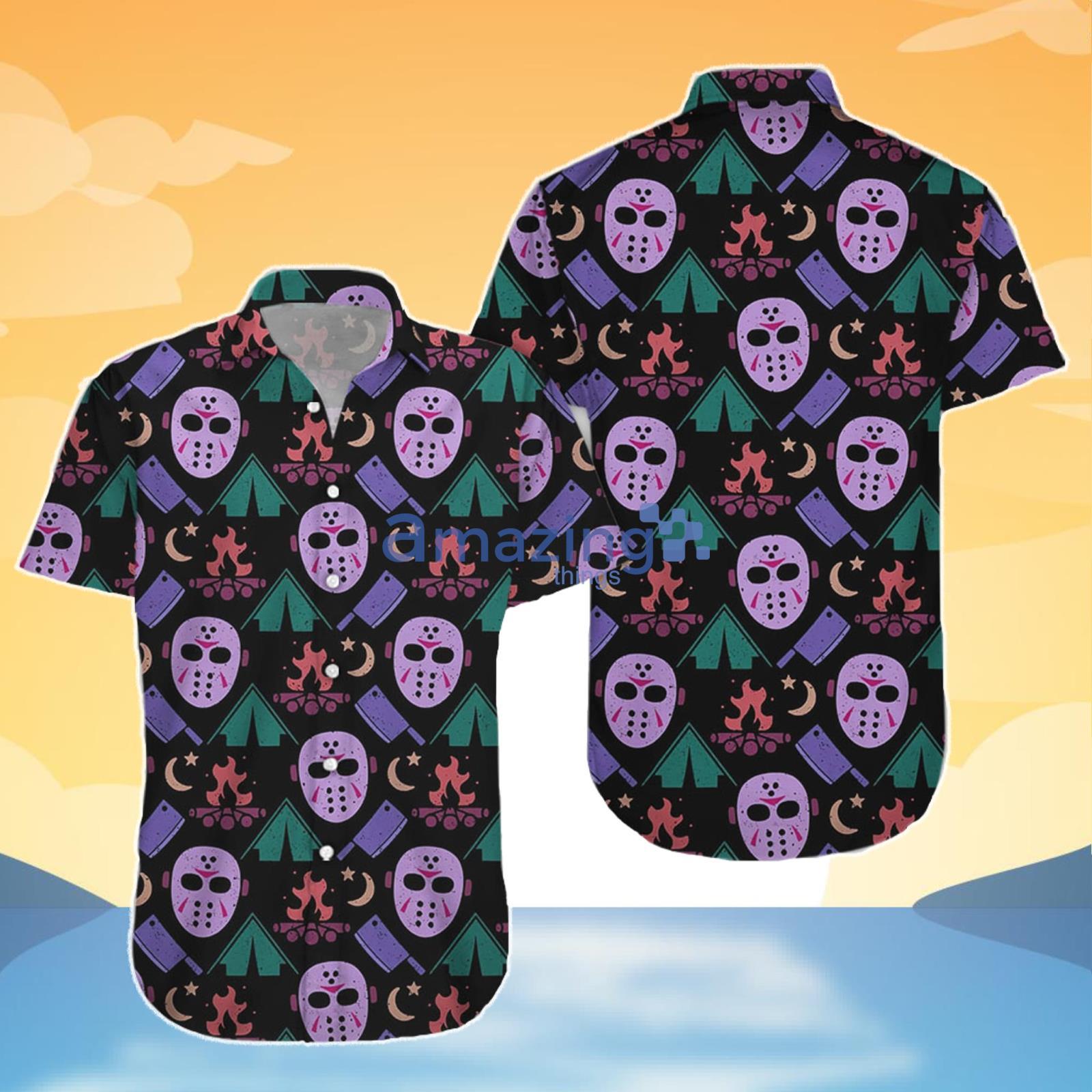 Jason Voorhees Camping Halloween Aloha Hawaiian Shirt And Short Gift For Summer image Jason Voorhees Camping Halloween Aloha Hawaiian Shirt And Short Gift For Summer Product Photo 3
