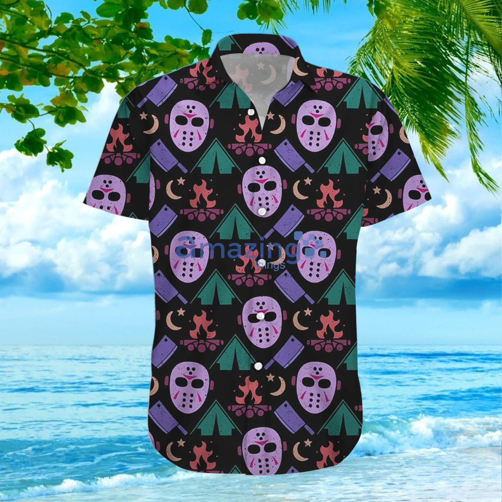 Jason Voorhees Camping Halloween Aloha Hawaiian Shirt And Short Gift For Summer image Jason Voorhees Camping Halloween Aloha Hawaiian Shirt And Short Gift For Summer Product Photo 4