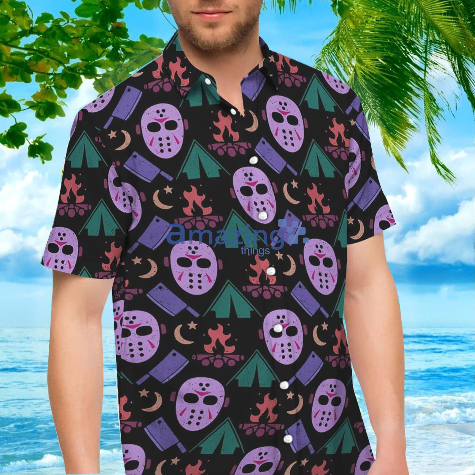 Jason Voorhees Camping Halloween Aloha Hawaiian Shirt And Short Gift For Summer image Jason Voorhees Camping Halloween Aloha Hawaiian Shirt And Short Gift For Summer Product Photo 5