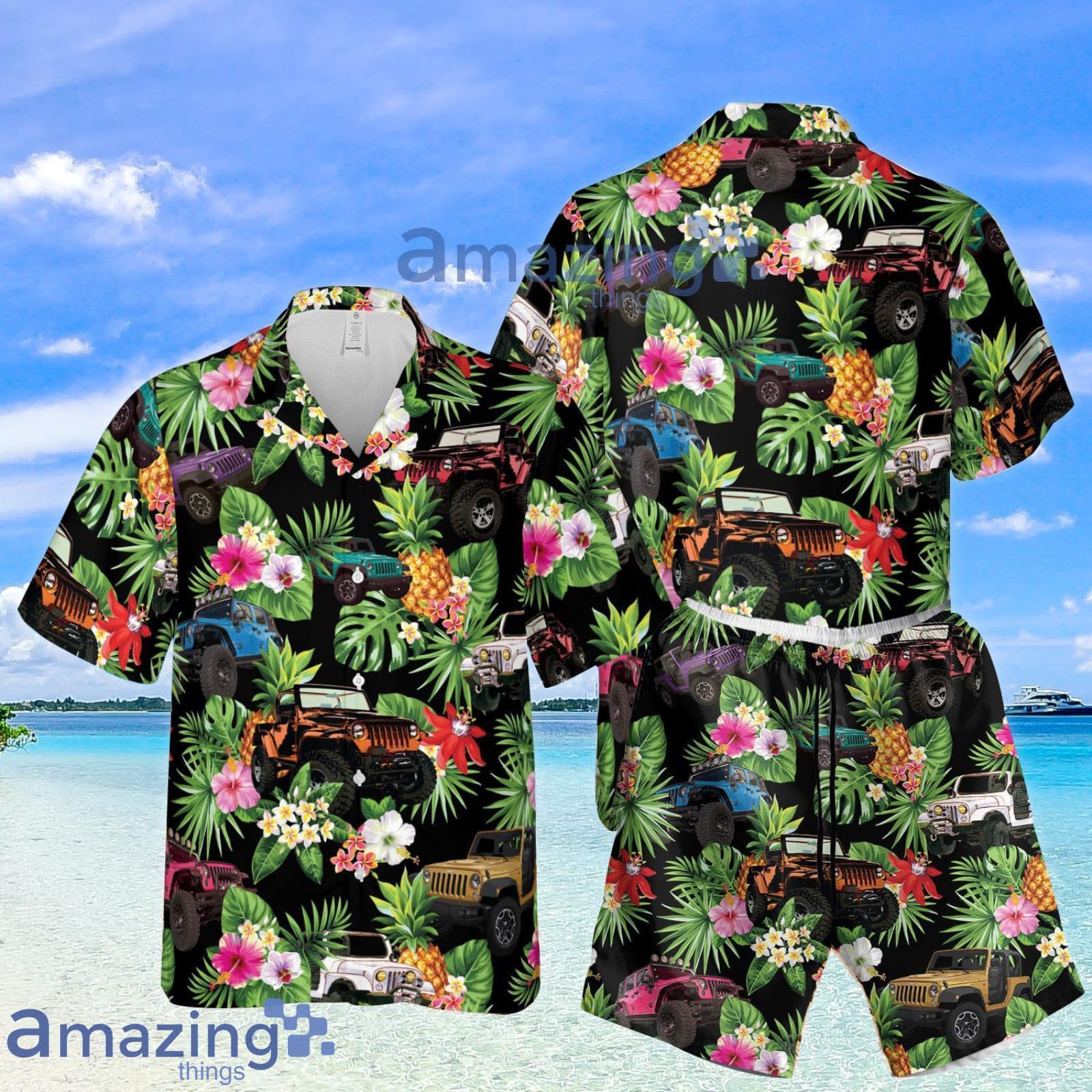 Jeep Cars Pineapple Tropical Aloha Summer Set Hawaiian Shirt And Shorts Hawaii Aloha Product Photo 1