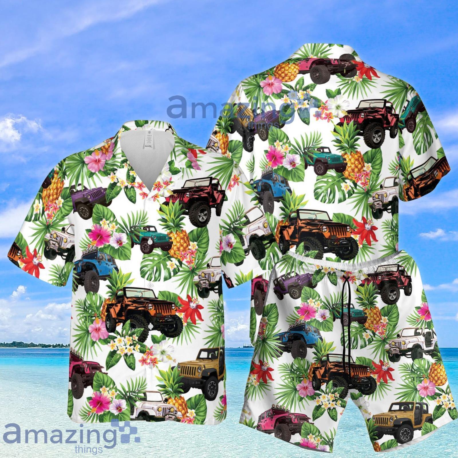 Jeep Lovers Pineapple Tropical Aloha Summer Set Hawaiian Shirt And Shorts Product Photo 1